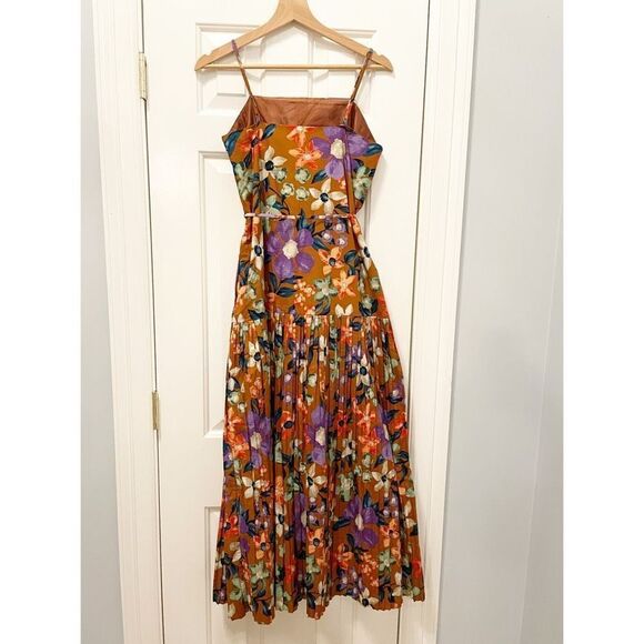Current Air Floral Pleated Midi Dress 100% Cotton Size Small - Picture 8 of 11
